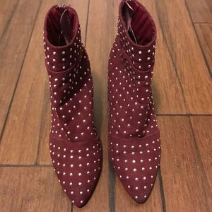 Juniors Qupid studded ankle boots in red and size 4.5
